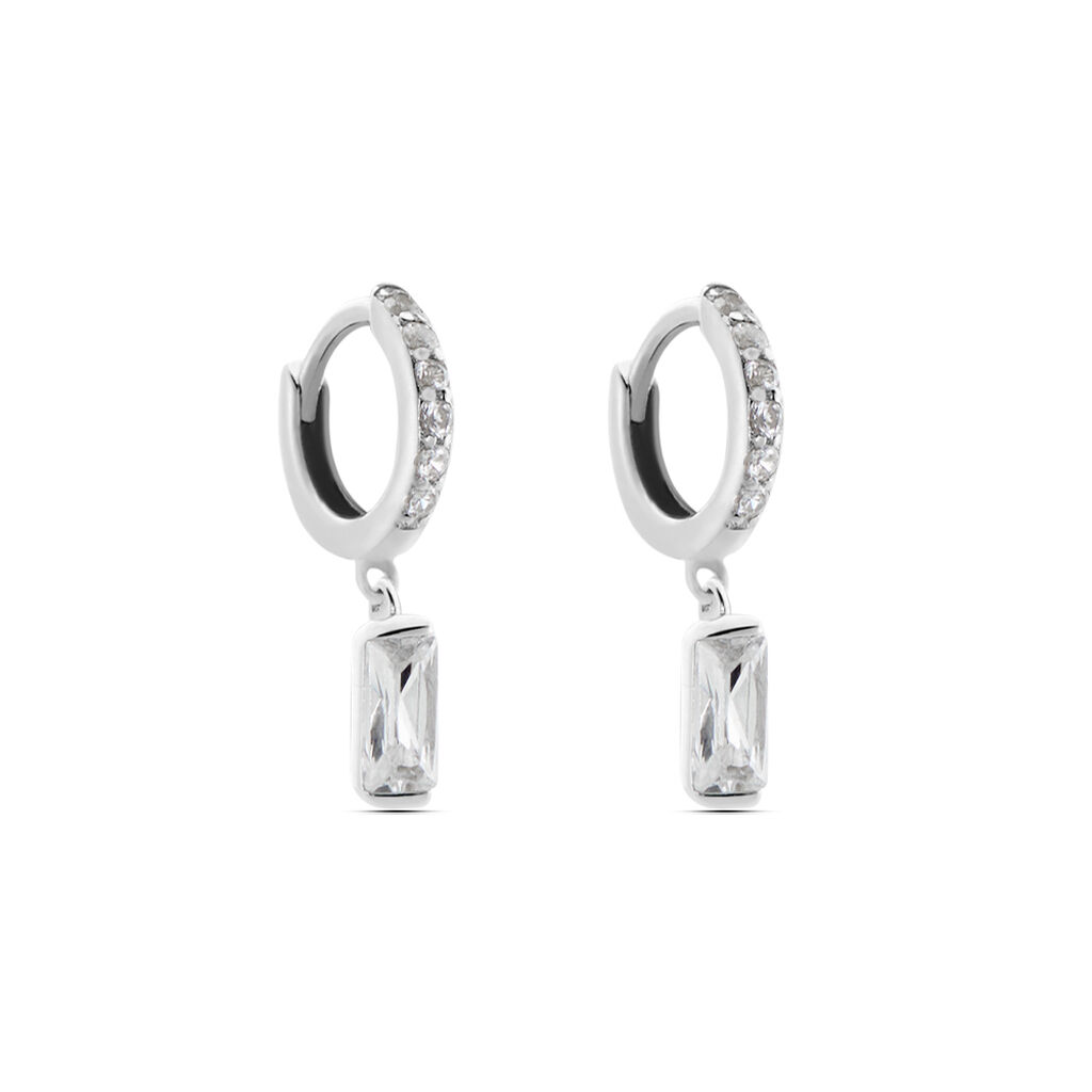 Créoles Argent Blanc Irenion Oxydes De Zirconium