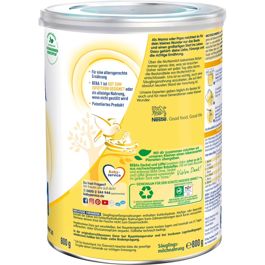 Nestlé BEBA 1 Anfangsmilch 800 g ab der Geburt