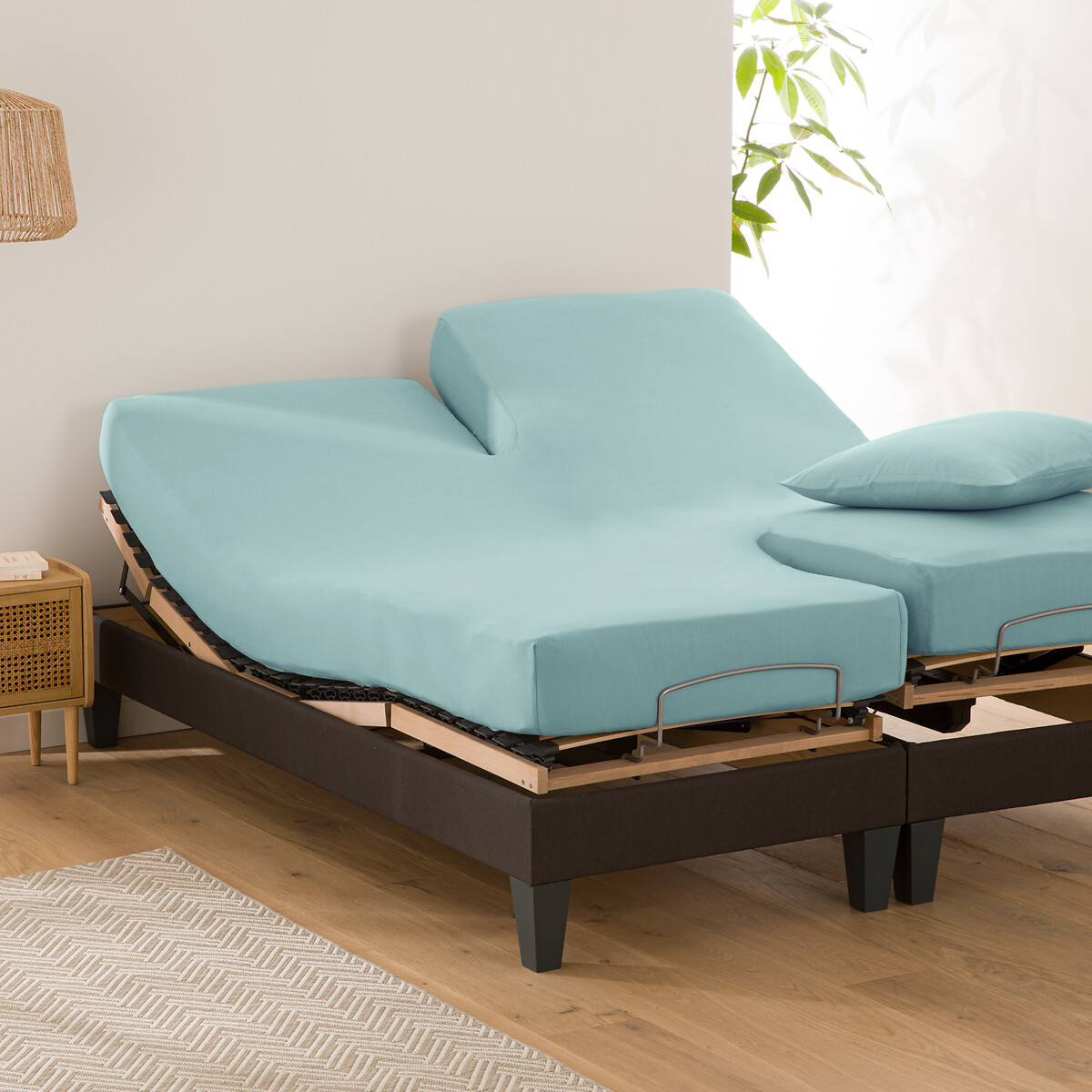 LA REDOUTE INTERIEURS<br>Lençol de algodão liso com elástico, base de cama ajustável, Scenario