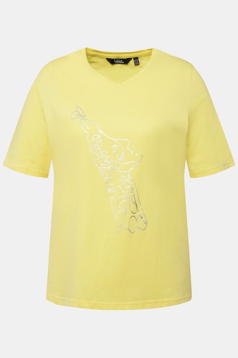 T-Shirt, Metallic-Tier, Classic, V-Ausschnitt, Halbarm
