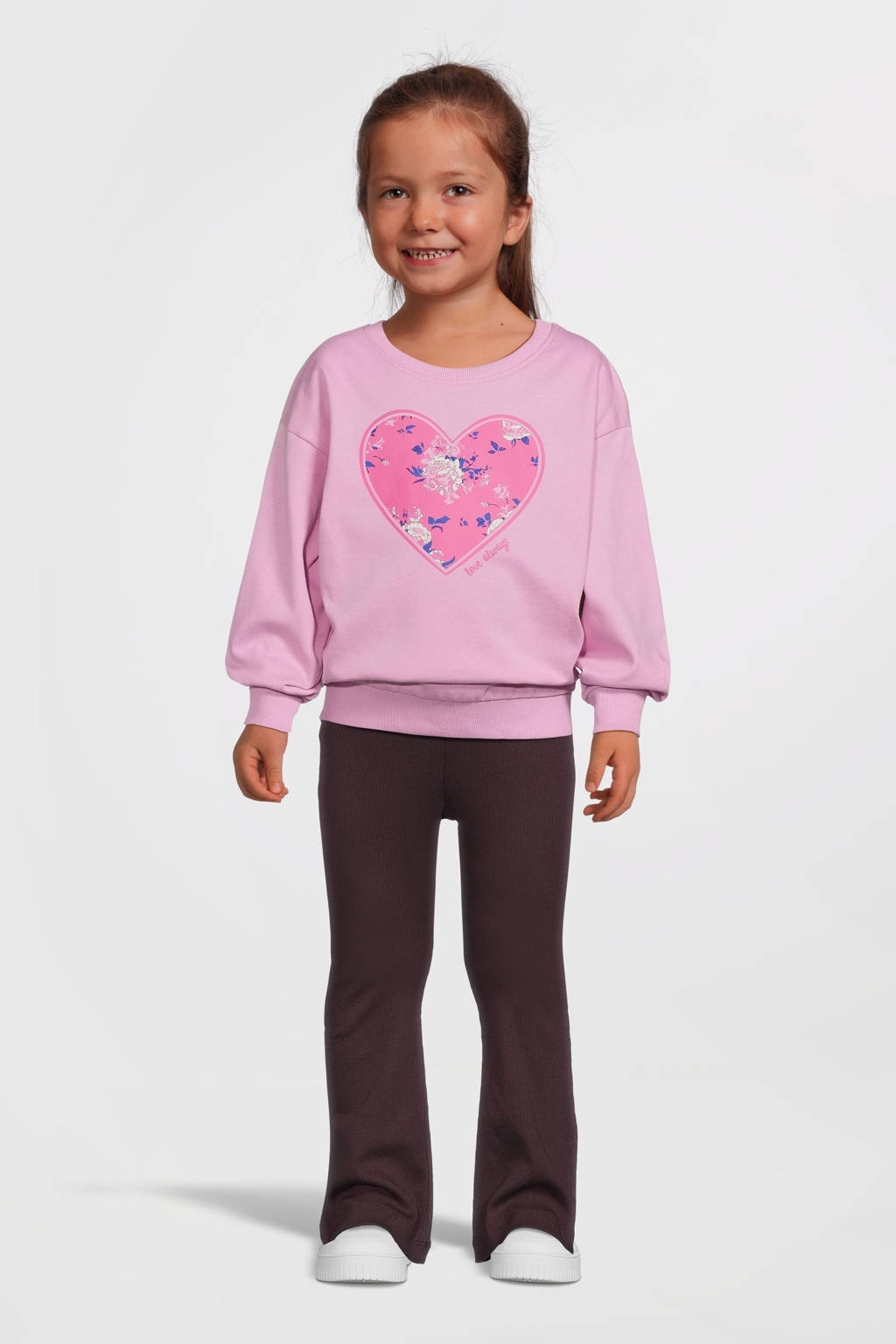 NAME IT sweater NMFVILOUI met printopdruk roze