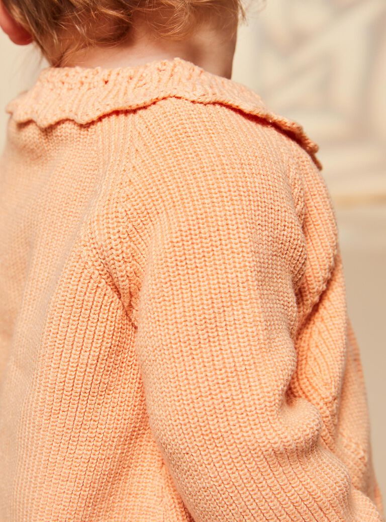Gilet orange clémentine en tricot à manches longues