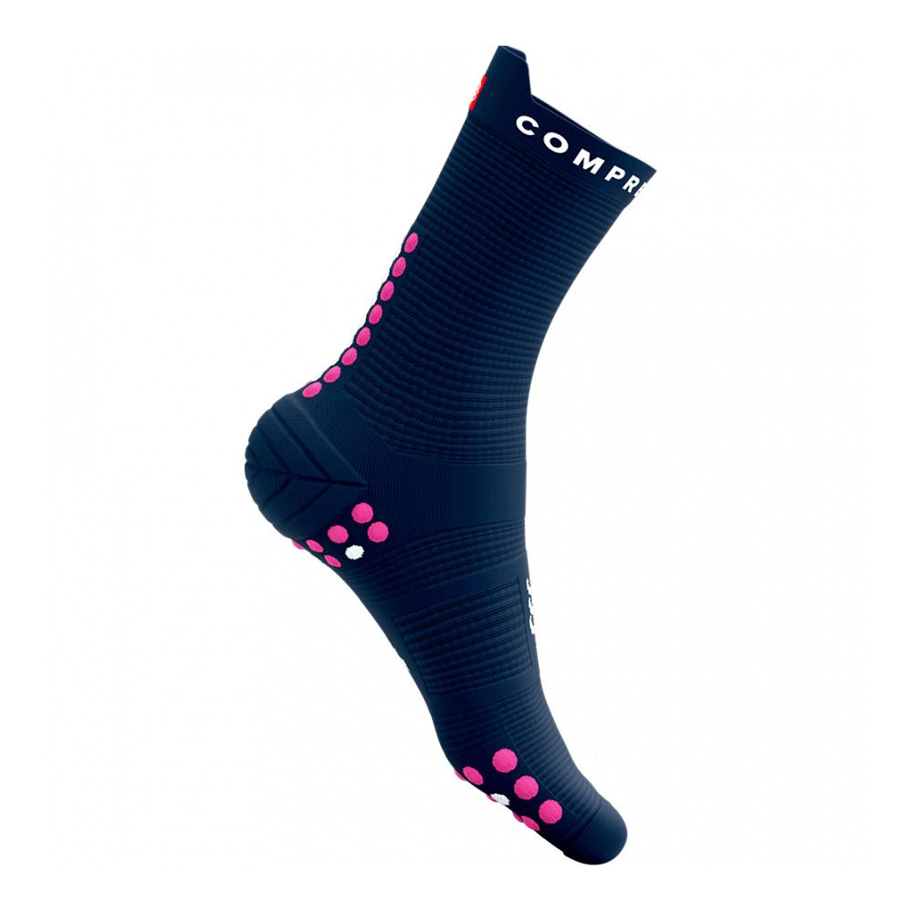 Compressport PRO RACING V4.0 RUN HIGH - Chaussettes mood indigo/magenta