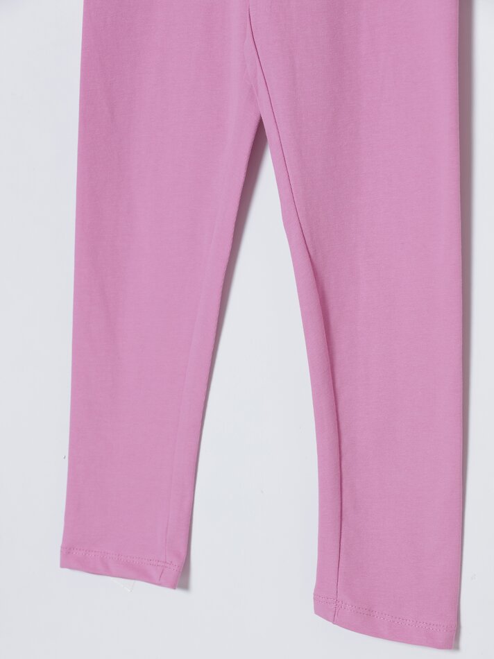 Conjunto de 2 leggings compridas básicas, lisas e estampadas - Rosa