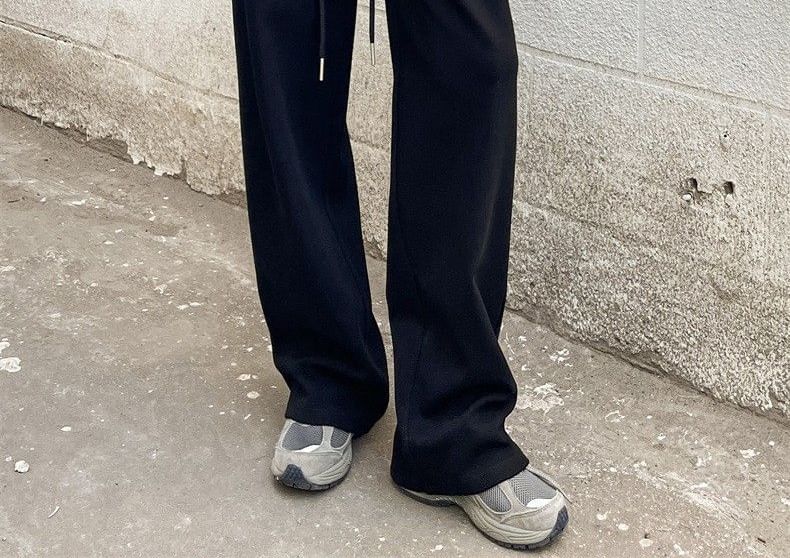 Horrysonie - High Rise Plain Inverted Pleated Wide Leg Pants