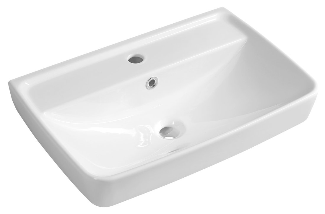 Sapho Duru keramische wastafel 60x40cm met kraangat wit