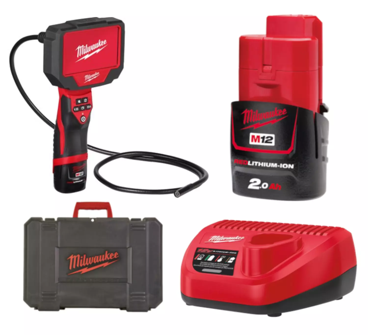 Milwaukee M12 360IC12-201C 360° inspectiecamera (1x 2.0 Ah Accu) in transportkoffer - 1,2 m
