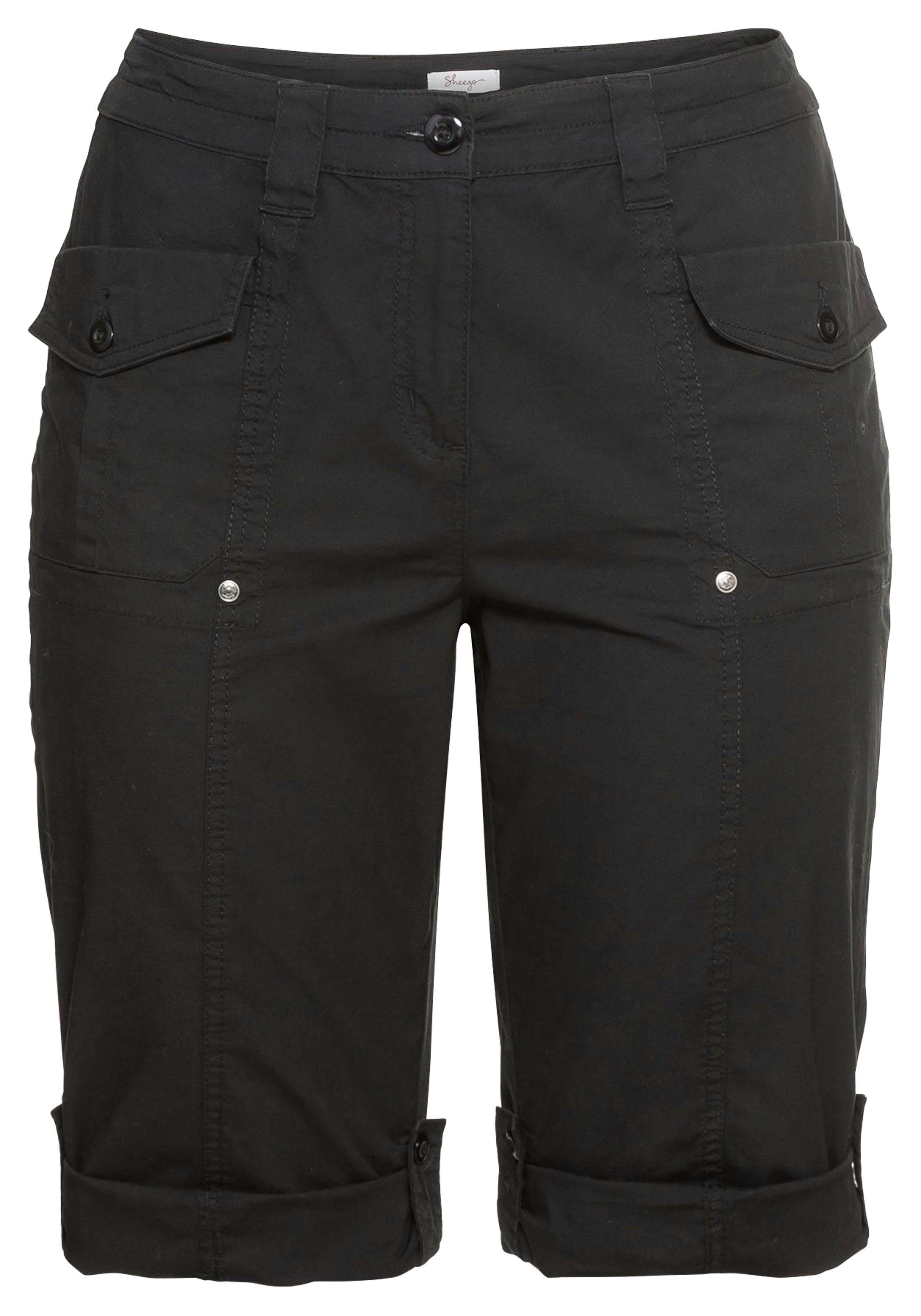 Stretch-Bermudas mit aufgesetzten Taschen und Patten