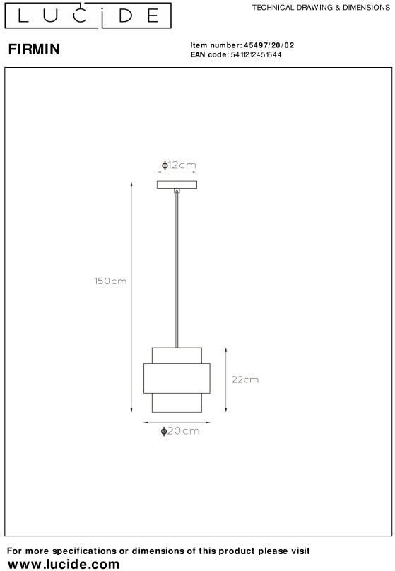 Lucide Firmin Hanglamp