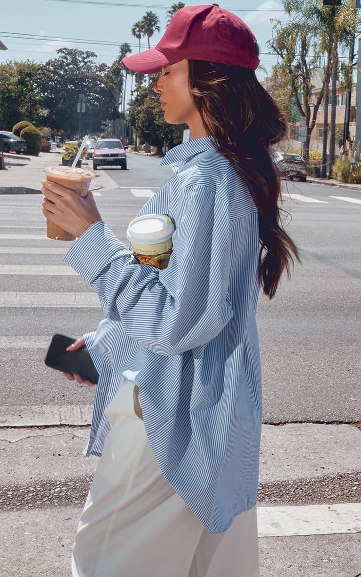 Bleu Chemise Légère Oversize À Rayures
