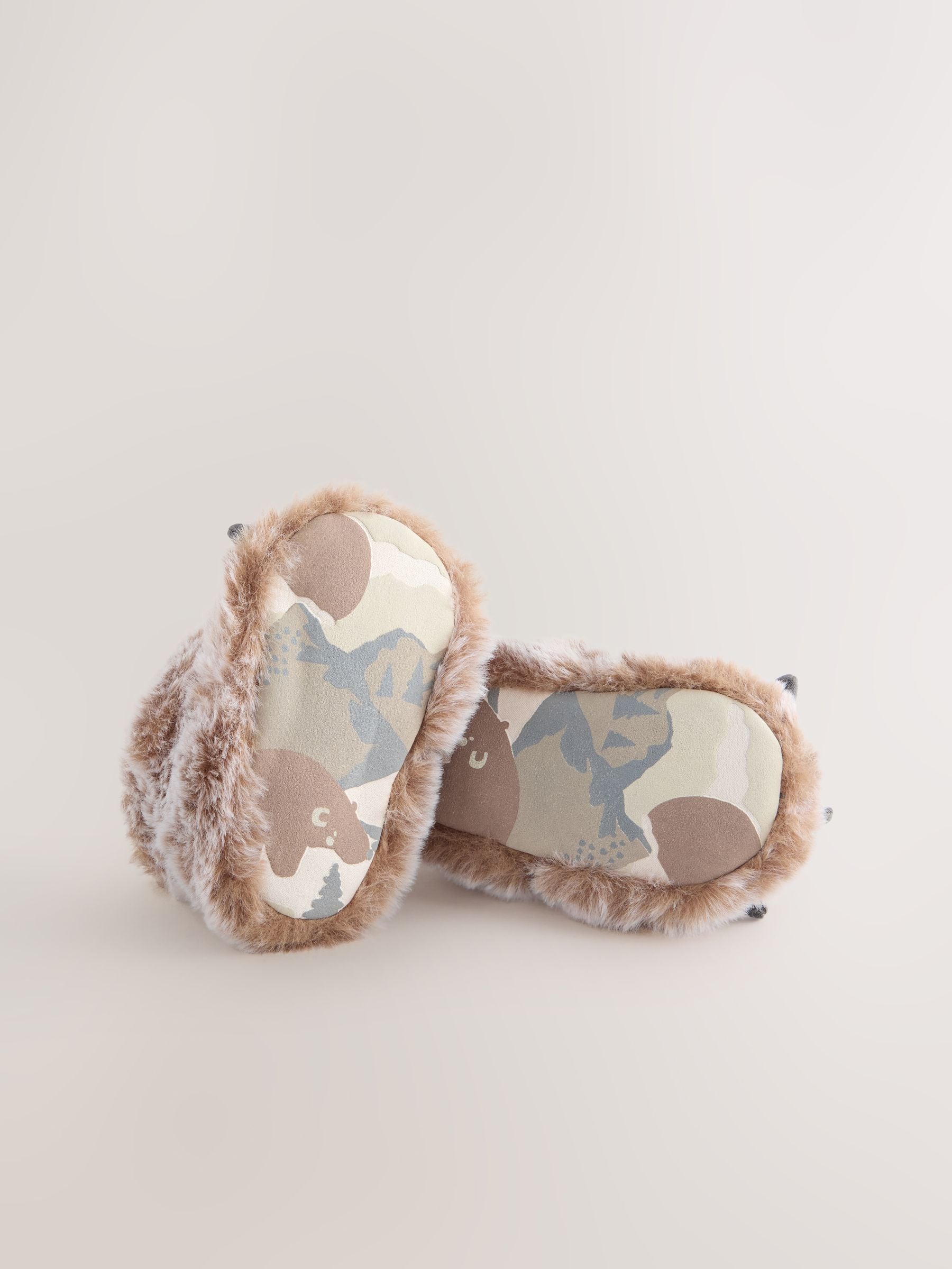 Neutraal met berenpoot - Baby slofjes met klittenbandsluiting (0-2mnd)