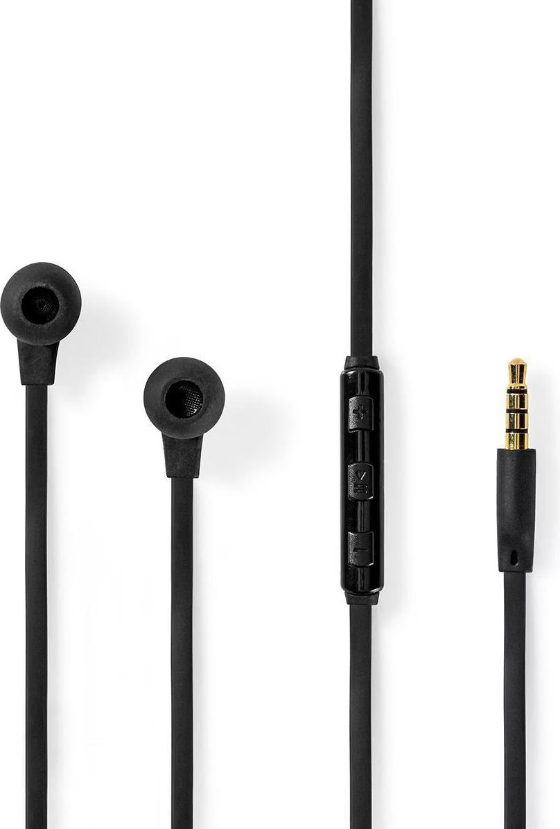 In-Ear Kopfhörer 3.5mm Klinken Anschluss mit Mikrofon und Lautstärkeregler (HPWD5020BK) - Schwarz