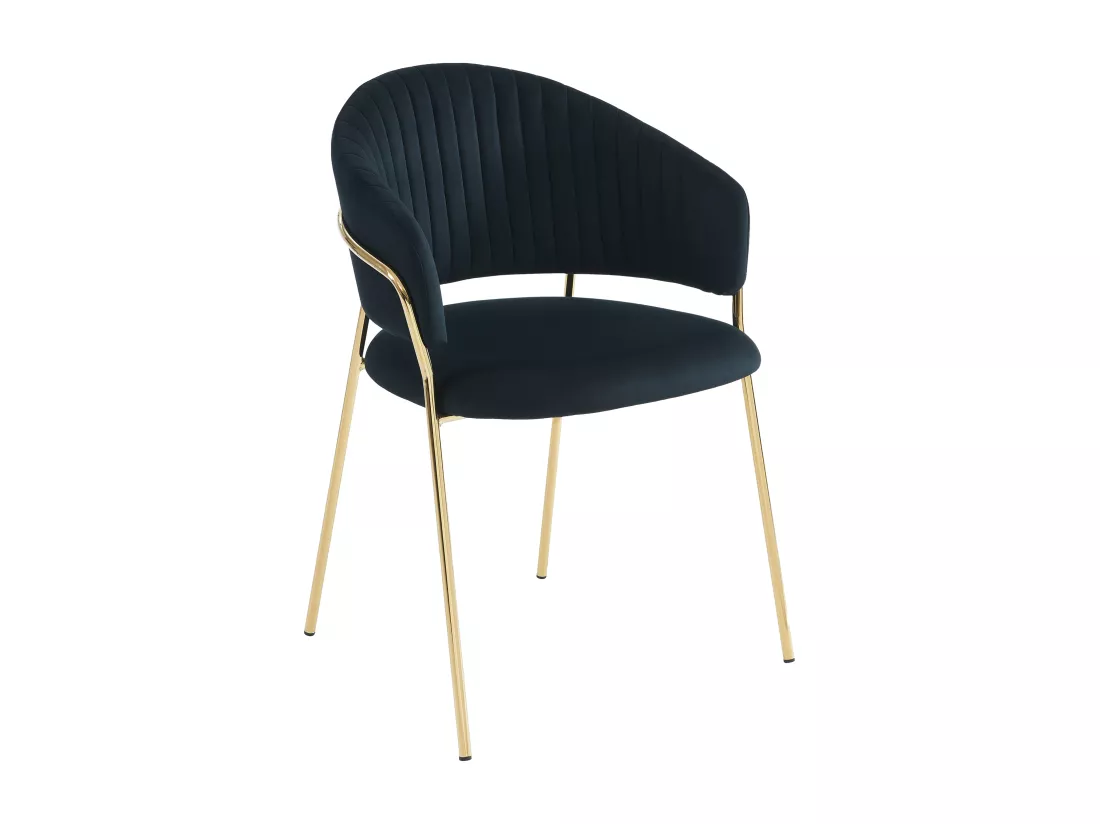 Lot de 2 chaises en velours et métal doré - Noir - MADOLIA de Pascal MORABITO