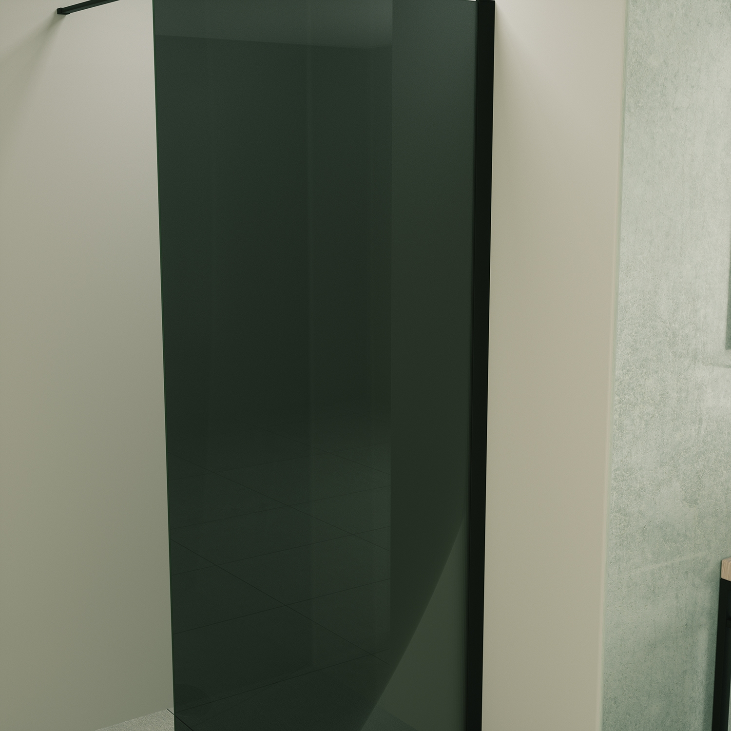 Mueller Slimline inloopdouche 90cm rookglas anti-kalk inclusief mat zwart profiel & stang