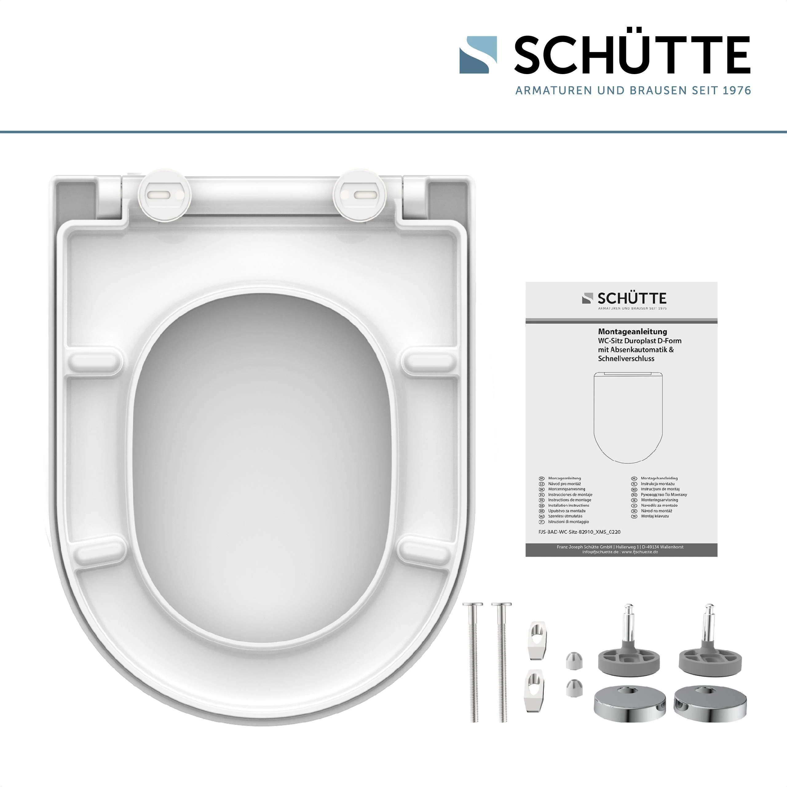 SCHÜTTE Duroplast WC-Sitz D-Form WHITE, mit Absenkautomatik und Schnellverschluss