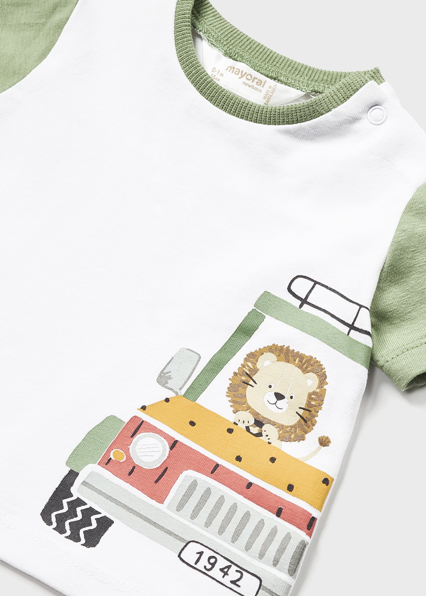 Conjunto de 2 camisetas em algodão sustentável para recém-nascidos.