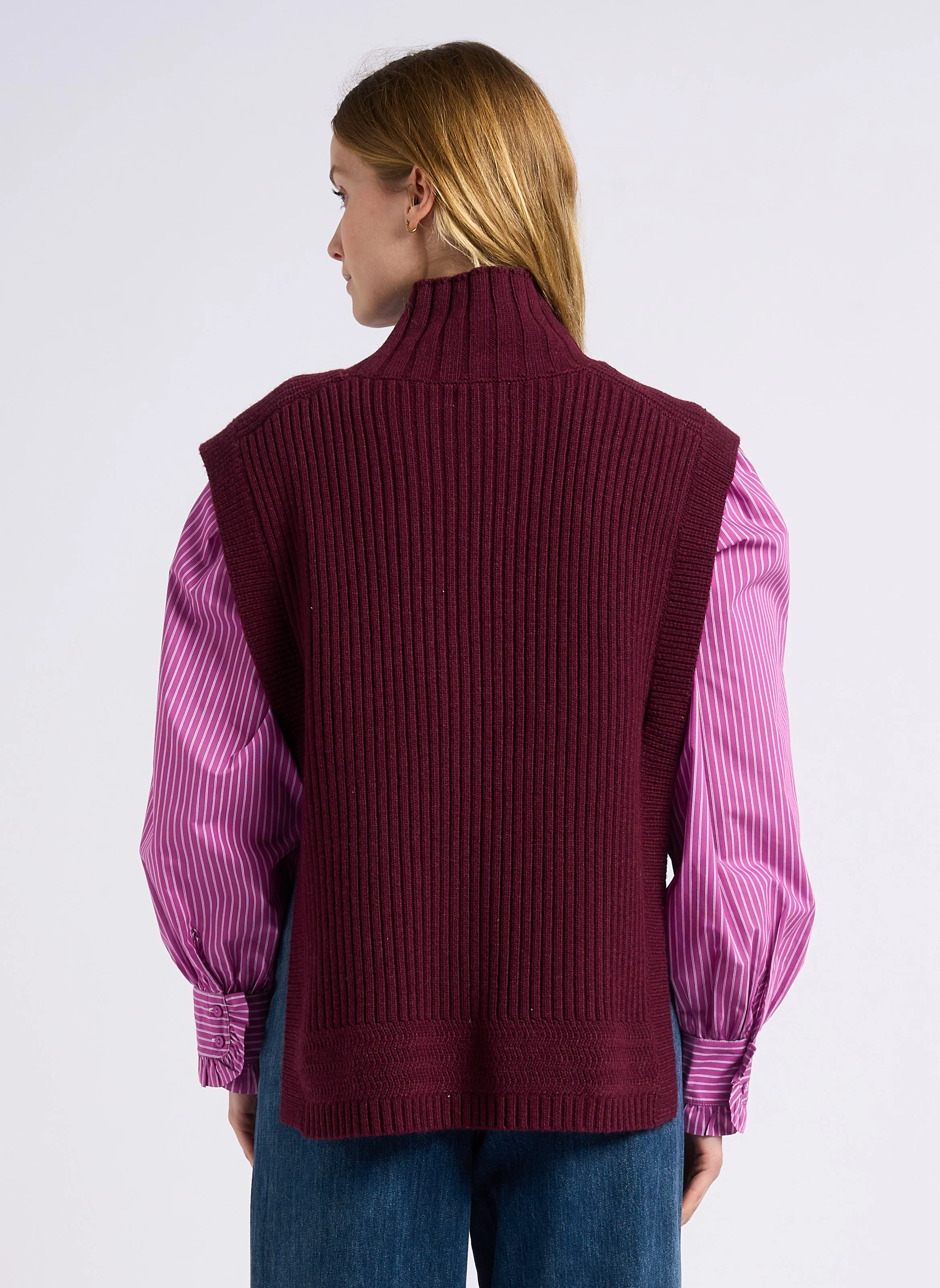 PACOME - Pull droit col montant en laine mélangée | Violet