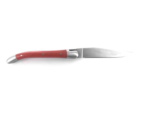Laguiole 9 cm - 2 mitres - Tissu Compressé Orange Couteau de Poche Forge de Laguiole