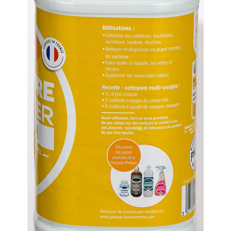 Vinaigre ménager 9,5° citron - Flacon de 1 L