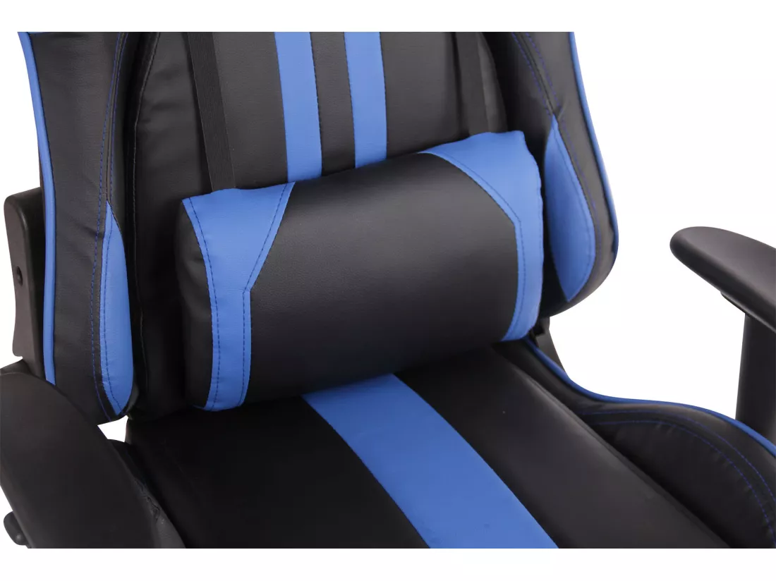 Chaise de bureau - Similicuir & Métal chromé - Noir / Bleu - Limit XM
