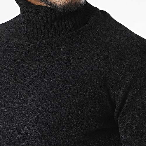 Pull Col Roulé Noir Chiné