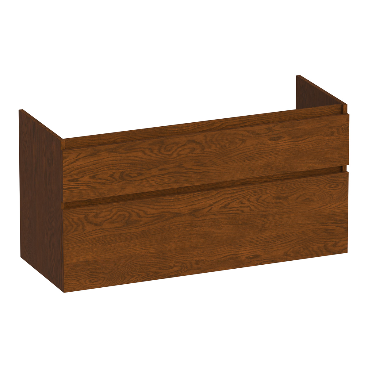 Brauer Delight onderkast 120cm met 2 softclose lades en 2 sifon uitsparingen lamellen eiken bruin