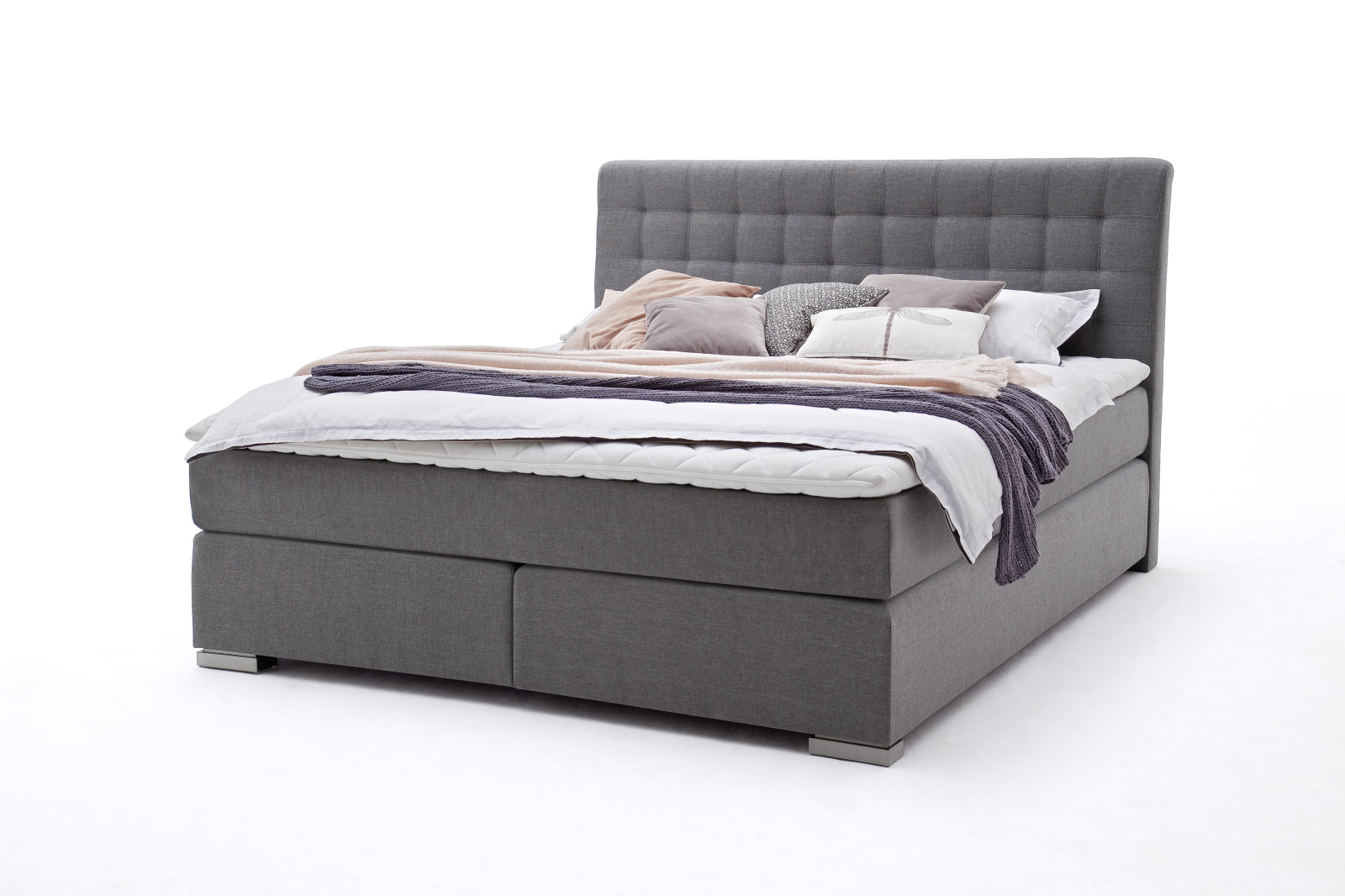 Boxspringbett - anthrazit - H2 - Viscotopper - 160x200 cm