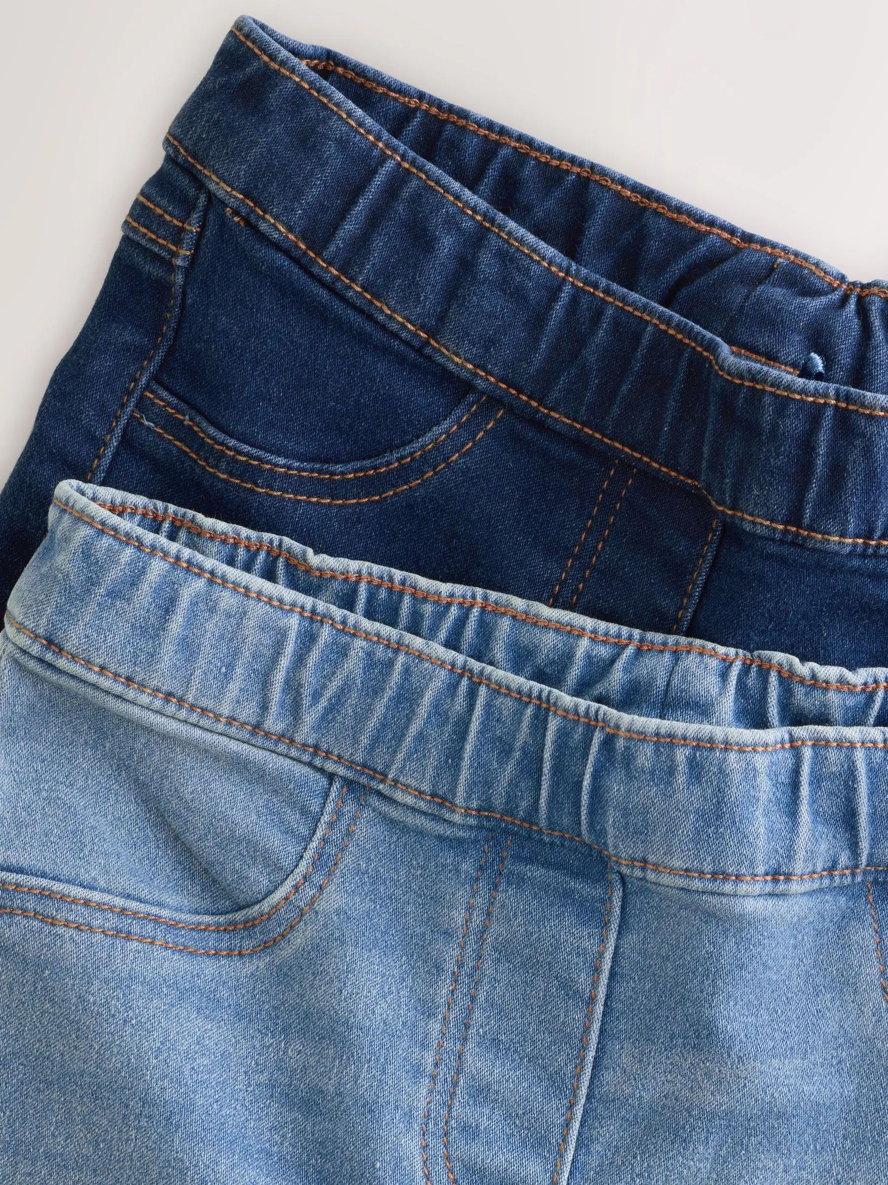 Blauw - Set van 2 jeggings met elastische taille (3-16 jr)