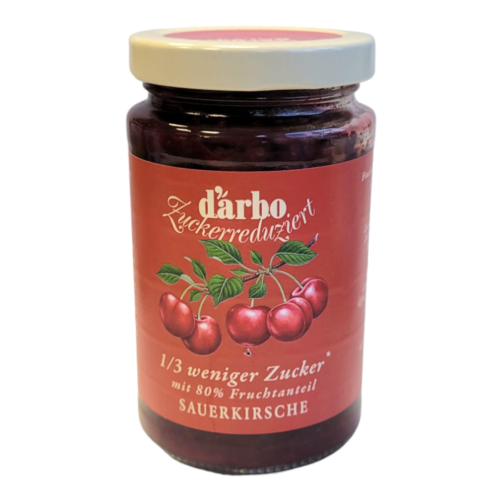 Darbo Fruchtaufstrich Sauerkirsche 1\/3 weniger zucker 250g MHD:9.9.26