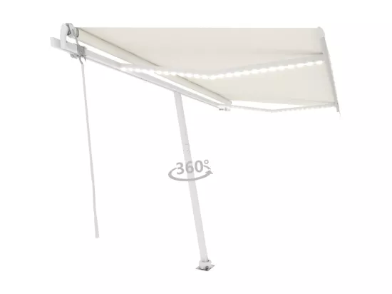 Auvent automatique avec capteur de vent et LED 400x300 cm Crème