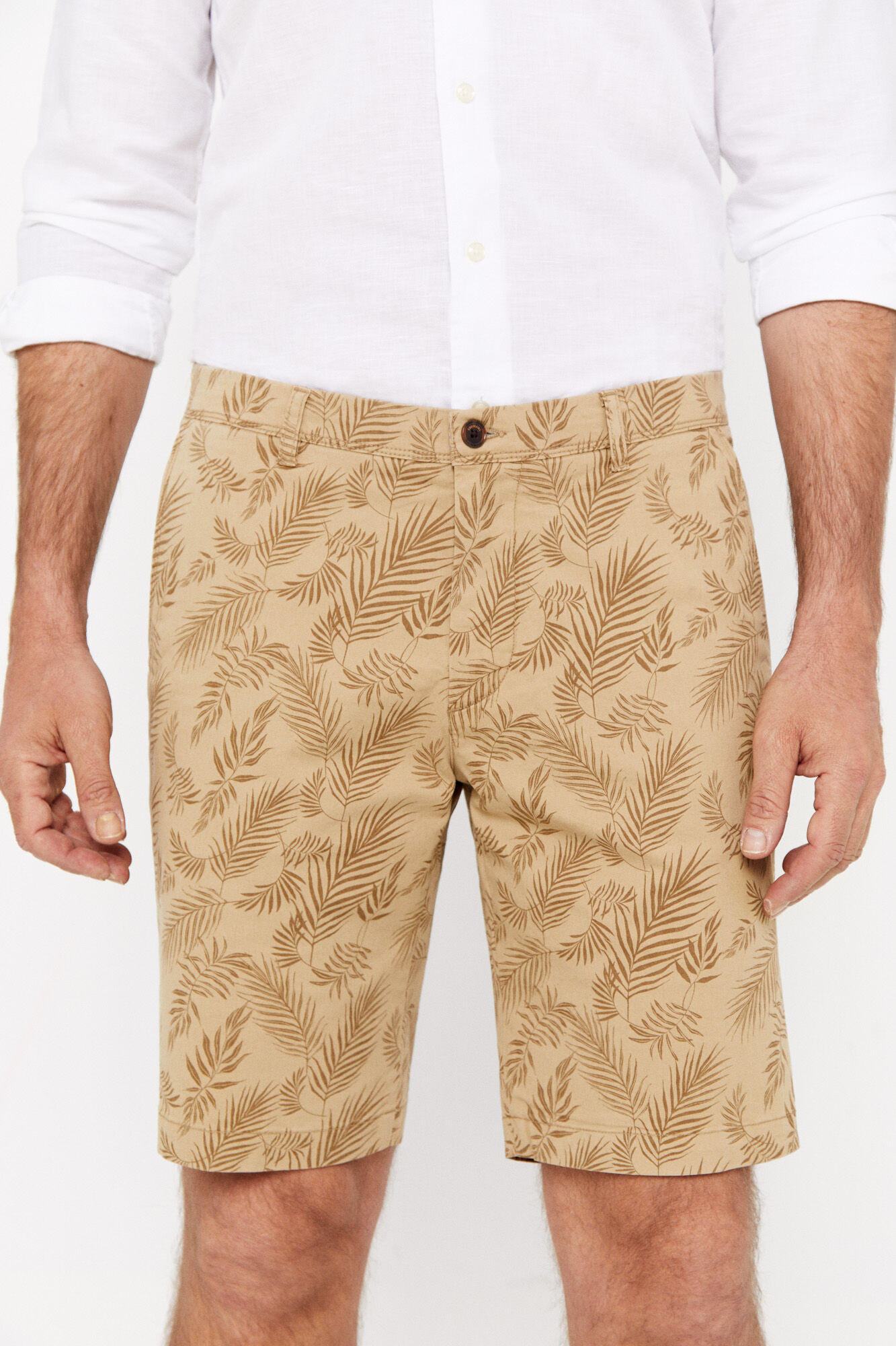 Bermuda chino estampada - Bege