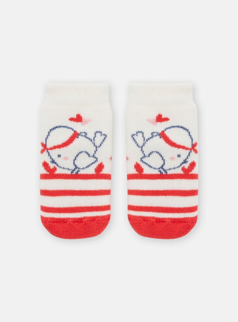 Chaussettes à rayures rouges motif moineau