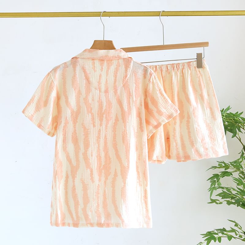 Dogini - Pyjamaset: overhemd met korte mouwen en zebraprint + korte broek