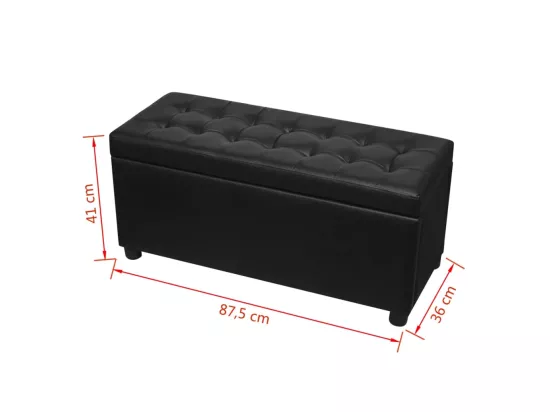 Pouf de rangement Cuir synthétique Noir