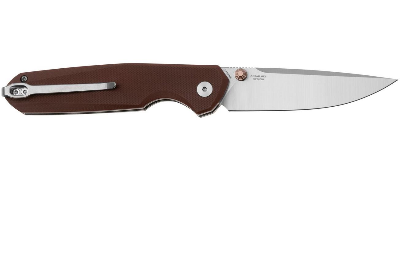 Bestechman Velix BMK07B 14C28N, Brown G10 zakmes, Ostap Hel design
