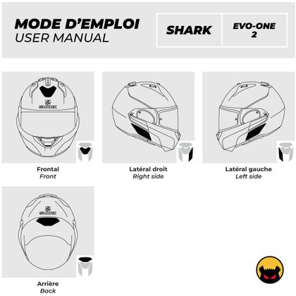 Stickers Réfléchissants Fear The Yellow Bear REPLICA SHARK EVO ONE 2 - Blanc