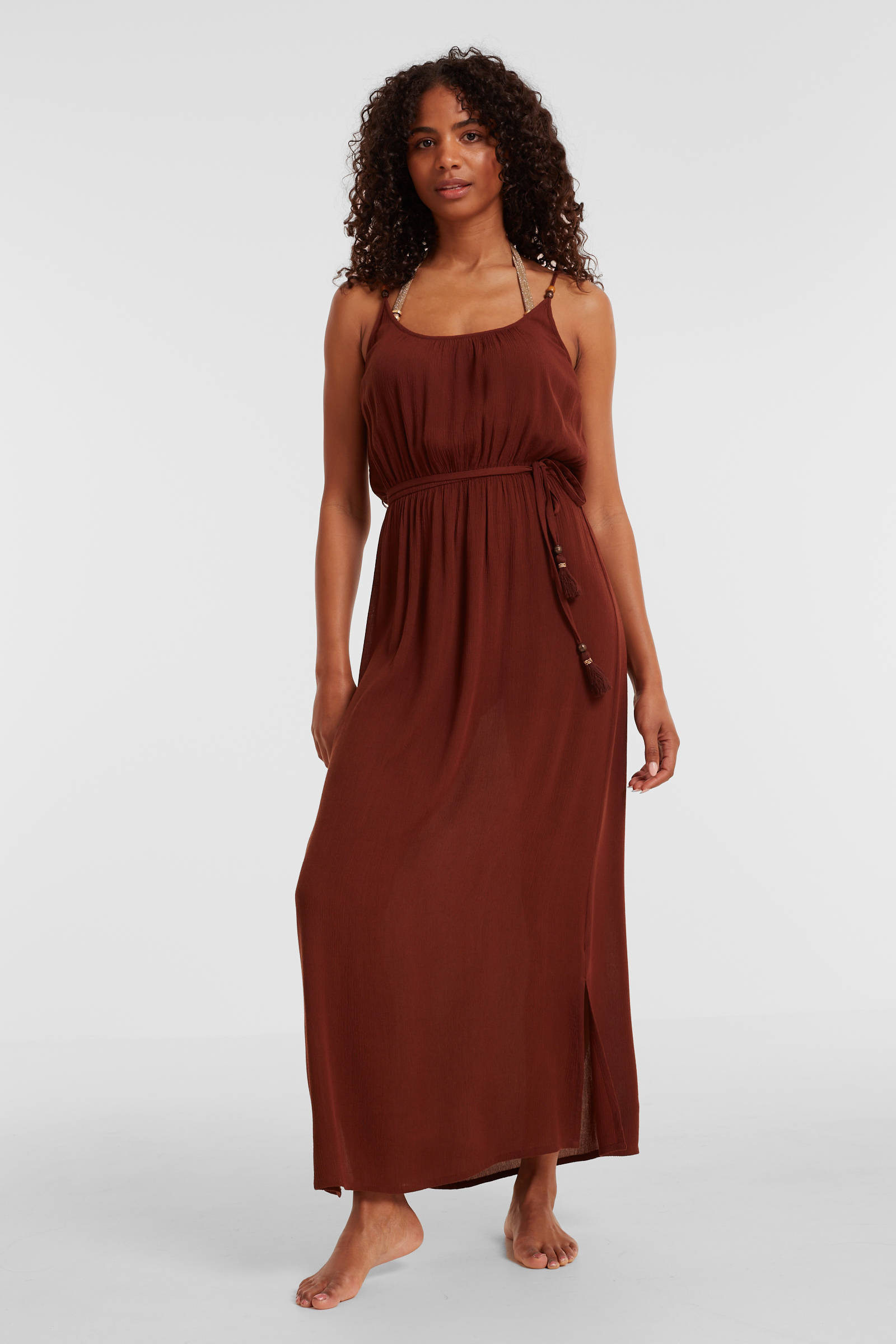 BEACHWAVE crinkle strandjurk bruin