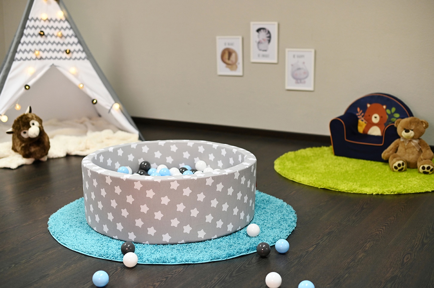 Knorrtoys® Bällebad »Soft, Grey White Stars« mit 300 Bälle creme/Grey/lightBlue; Made in Europe