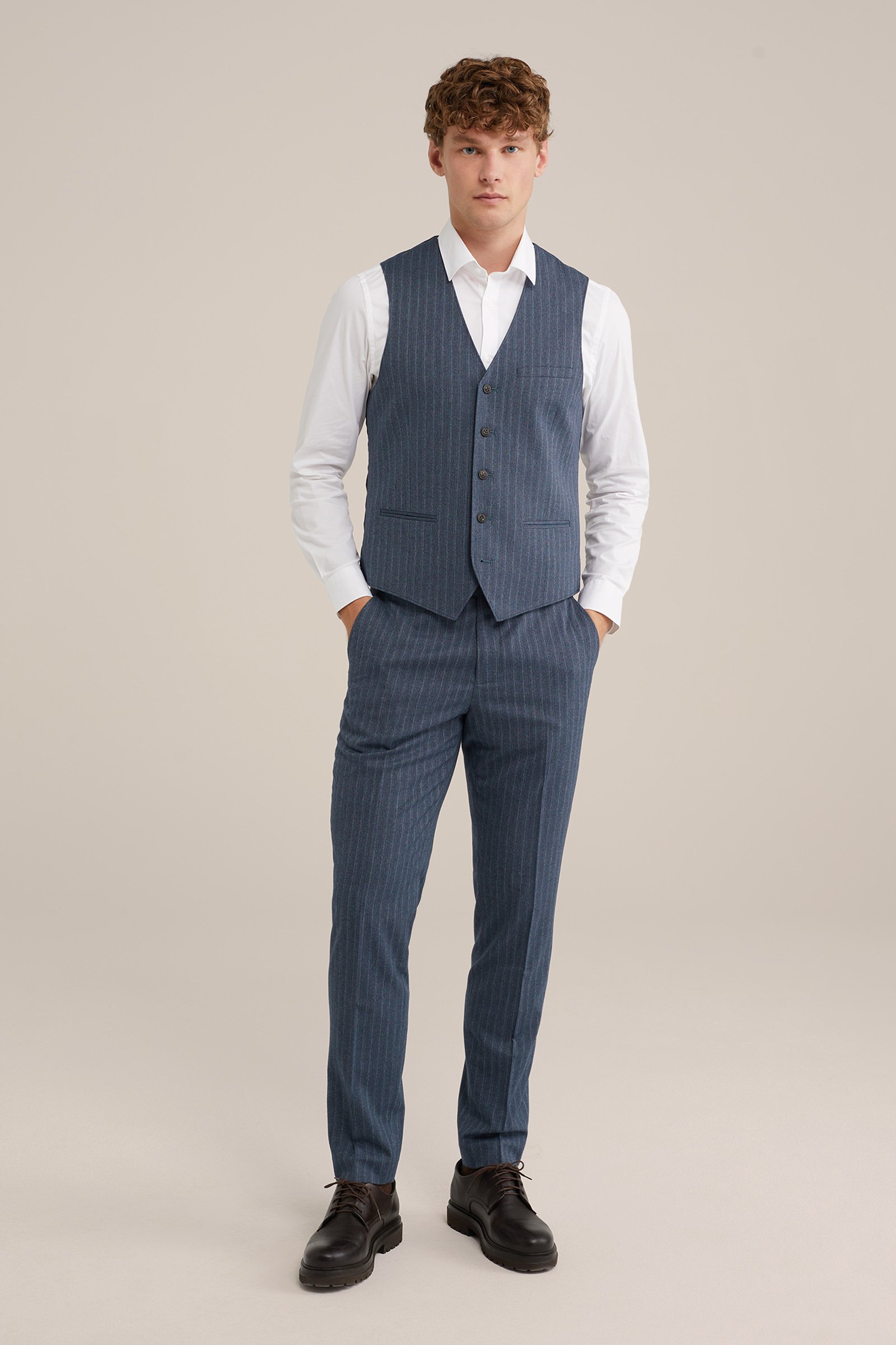 gilet subtiel gestreept WE Fashion Grijsblauw
