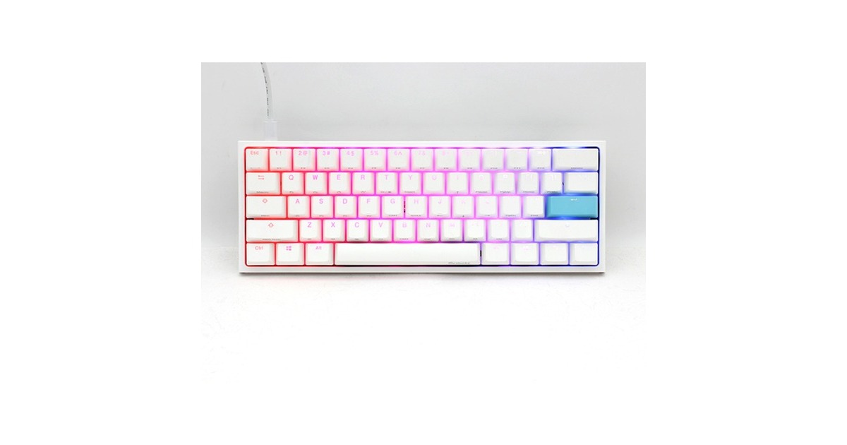 DuckyOne 2 Pro Mini White Classic, gaming toetsenbord  (Wit, US lay-out, Cherry MX Red, RGB led, Double-shot PBT, QUACK Mechanics, 60%)