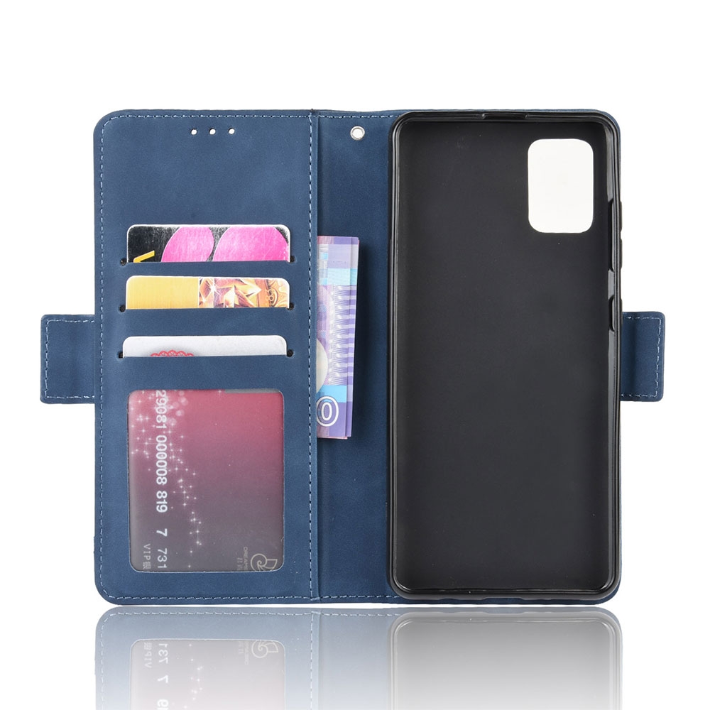 Samsung Galaxy A51 (2019) Leder Tasche Flip Cover im Retro Look mit Kartenfächer - Blau