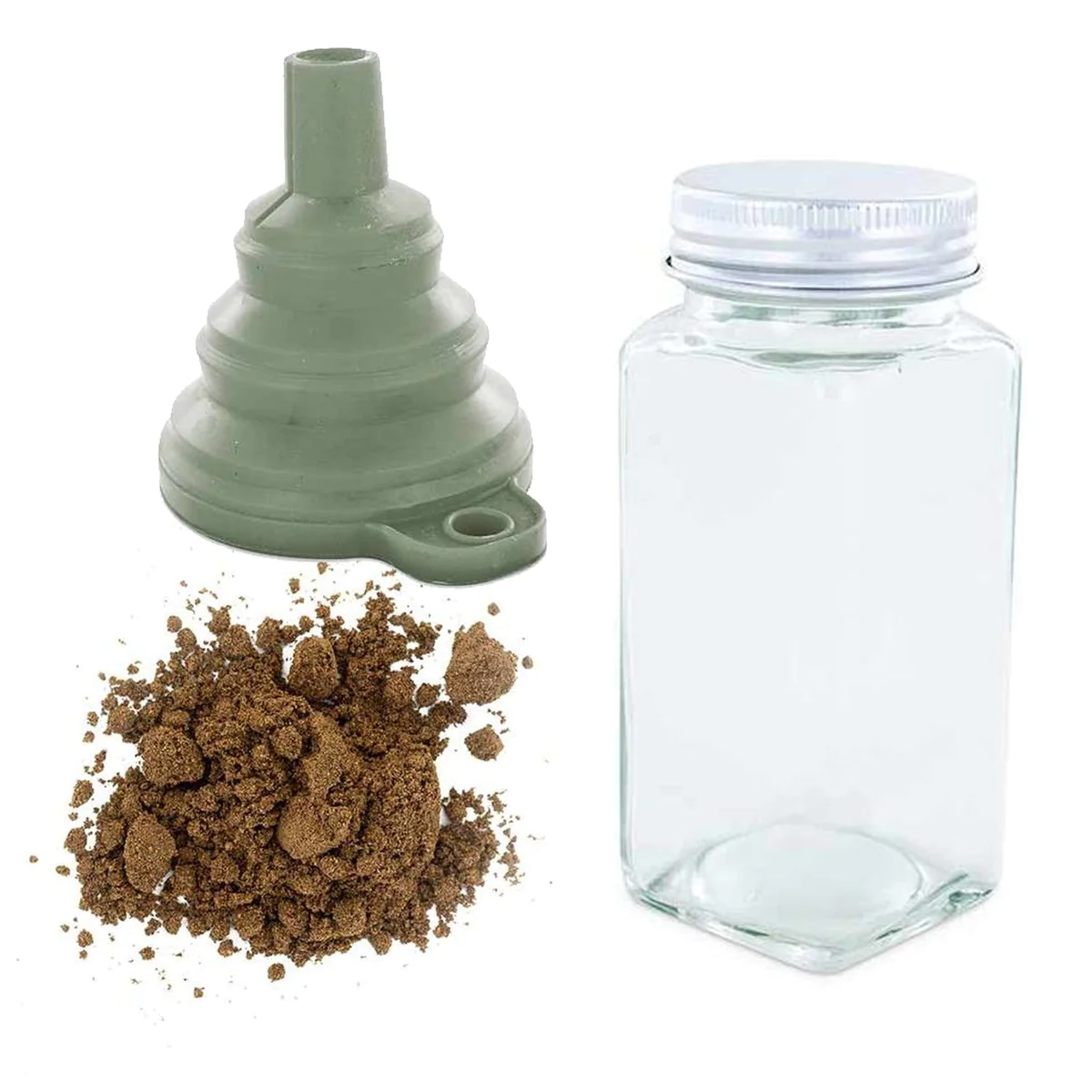 Flacon à épices poudreur + entonnoir + muscade moulue 30 g Aromandise