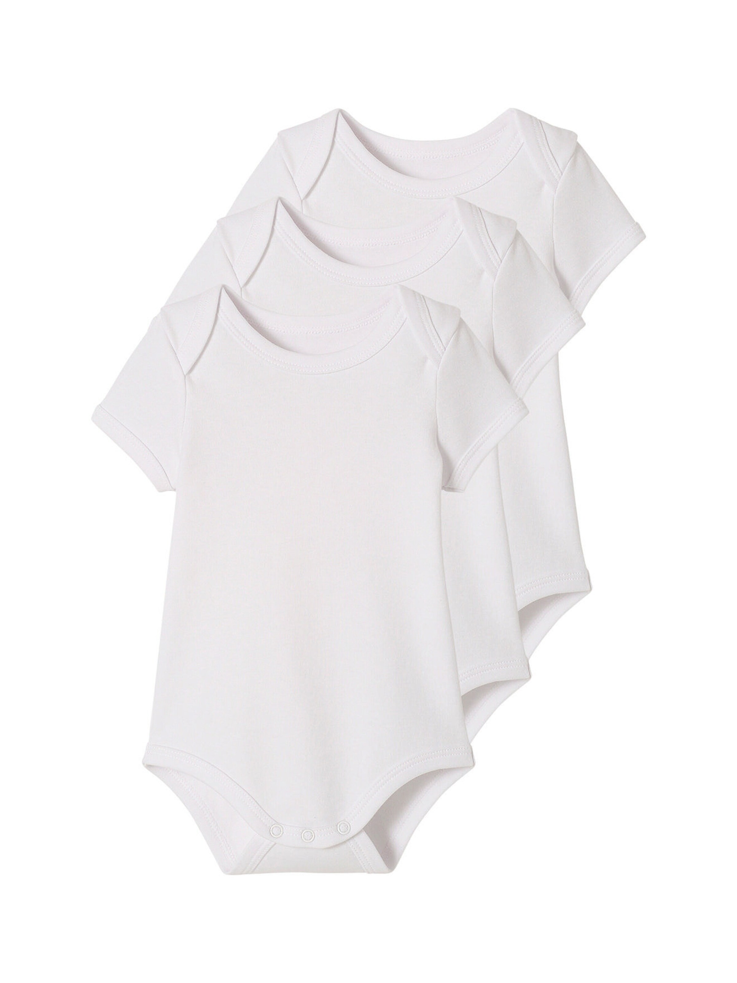 Vertbaudet 3er-Pack Baby Kurzarm-Bodys aus Bio-Baumwolle, Schlupfform BASIC pack weiß