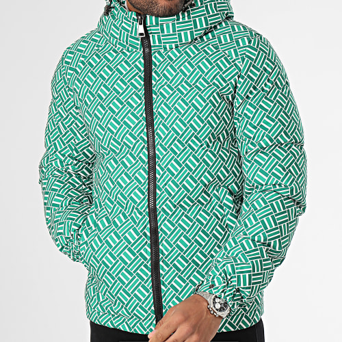 Doudoune Capuche Blanc Vert