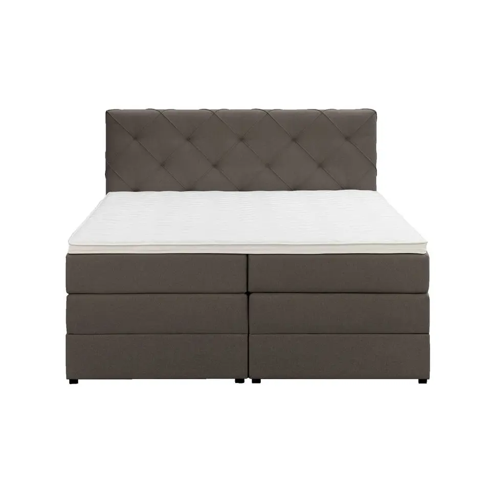 Boxspring met opbergruimte Liv geruit - donkerbruin - 140x200 cm