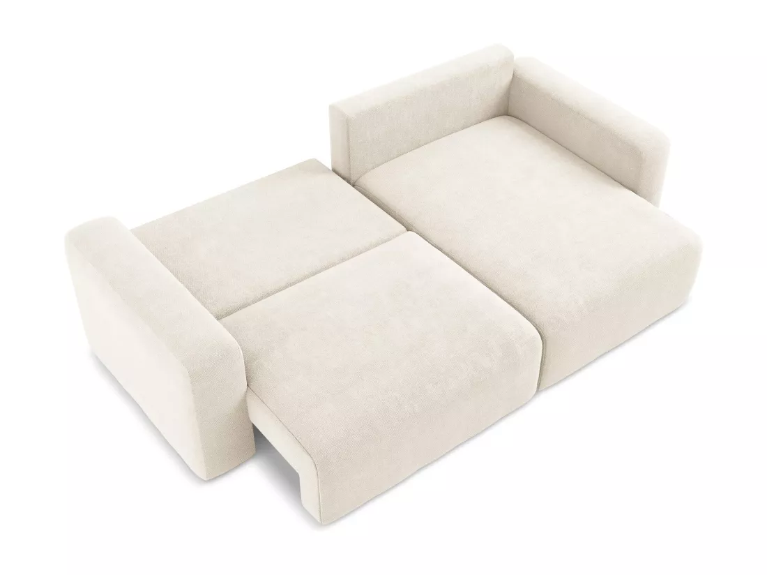 Canapé d’angle 3 places droit convertible en Chenille - beige clair - KONA