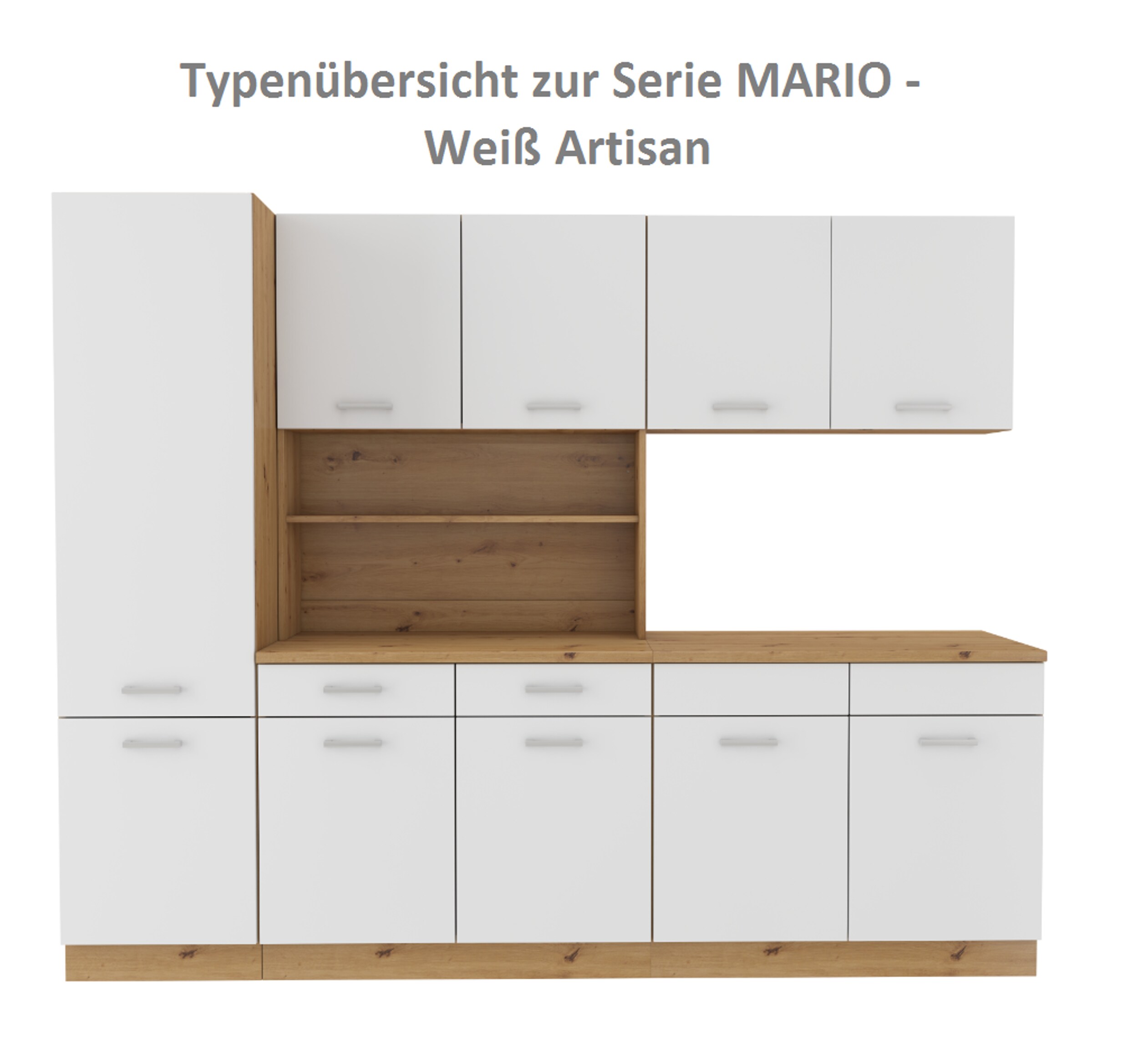 Hängeschrank Buffet Küche Mario 100 Küchenzeile Einbauküche Weiss Eiche Artisan