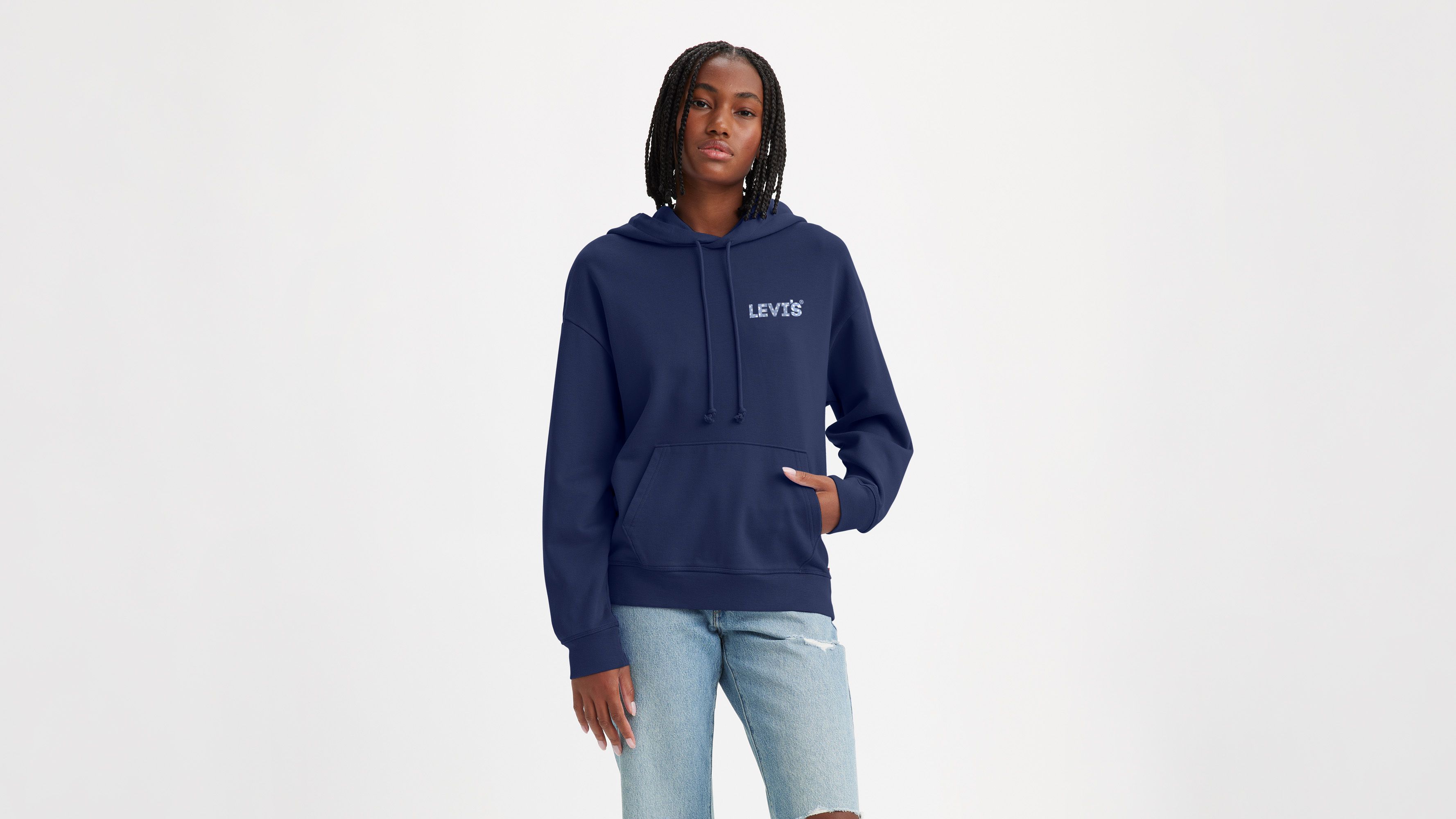 Sweat à capuche graphique standard - Hoodie Hl Logo Scattered Floral Naval Academy - Bleu