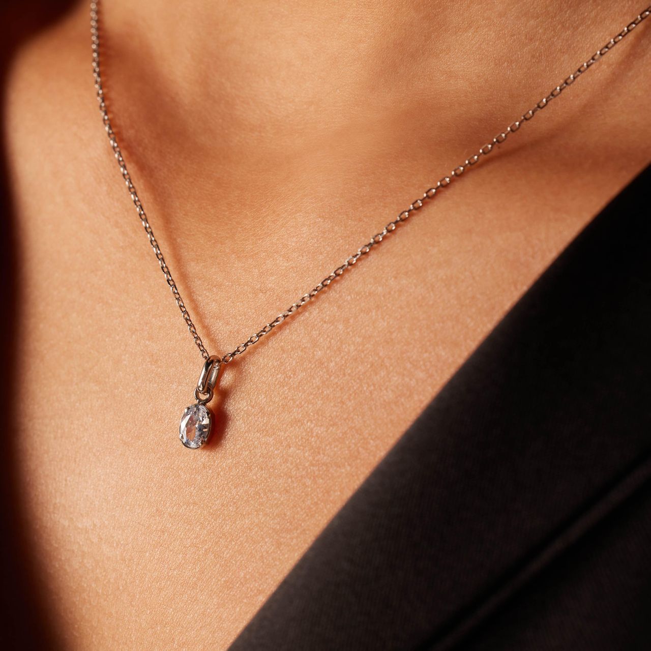Stalen ketting met zirkonia