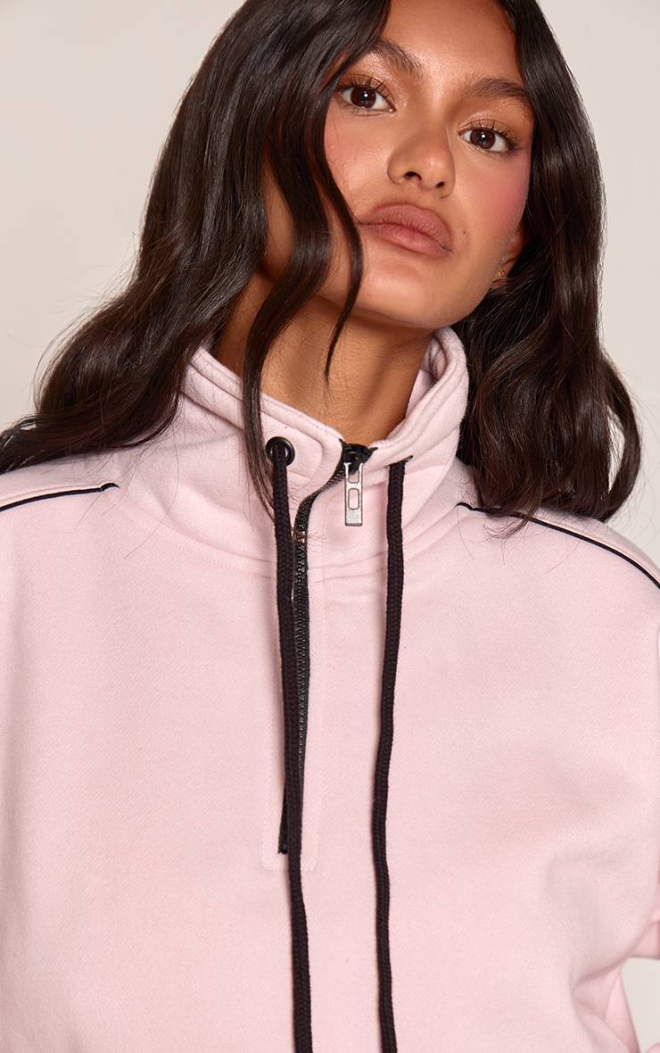 Rose Sweat À Fermeture Éclair Quart Avec Cordon De Serrage Contrasté